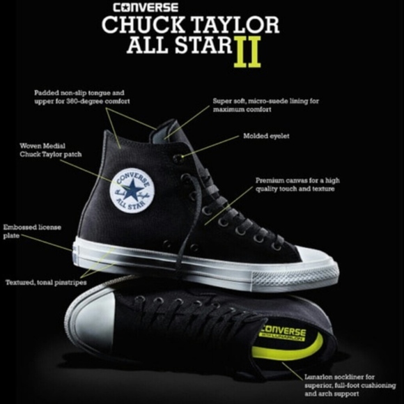 NWT Converse Chuck II 2 Hi Top Nike Lunarlon - Picture 6 of 6